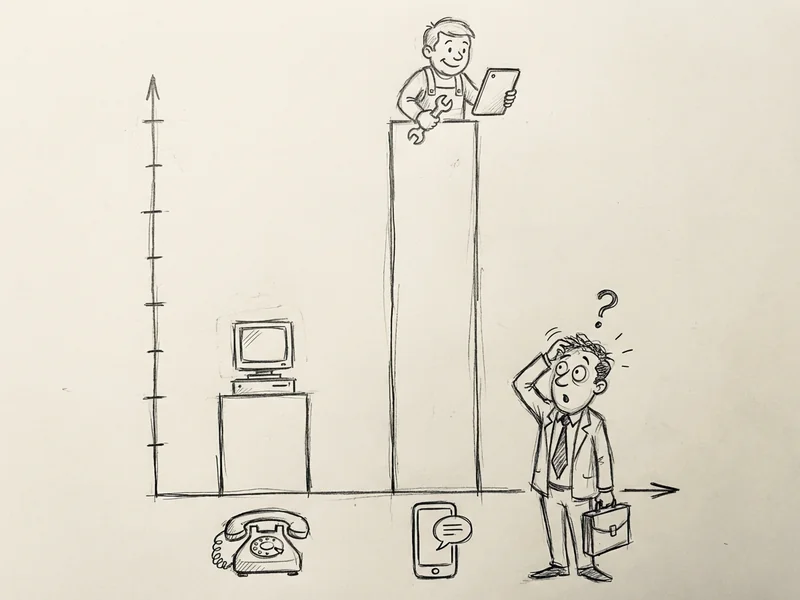 Sketch showing bar chart of AI adoption rising from 2023 to 2024 among small businesses