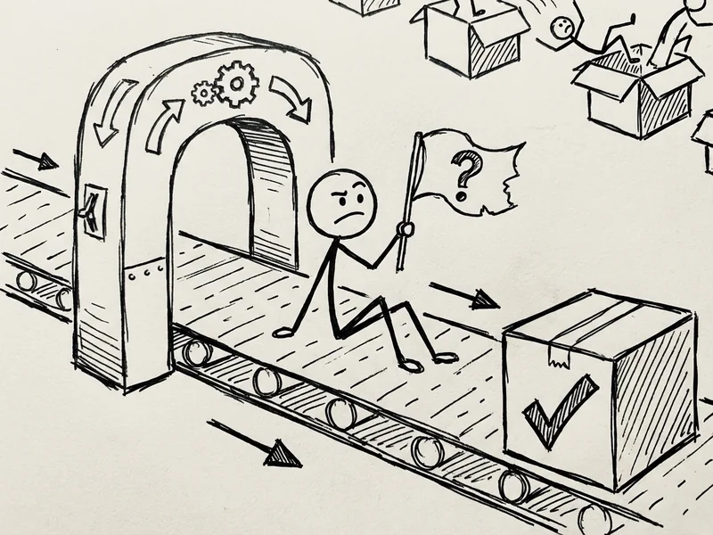 Employee on a conveyor belt moving through automatic enrollment - you're enrolled unless you opt out