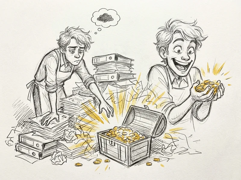 Small business owner discovering hidden tax credits like a treasure - free money for starting a retirement plan