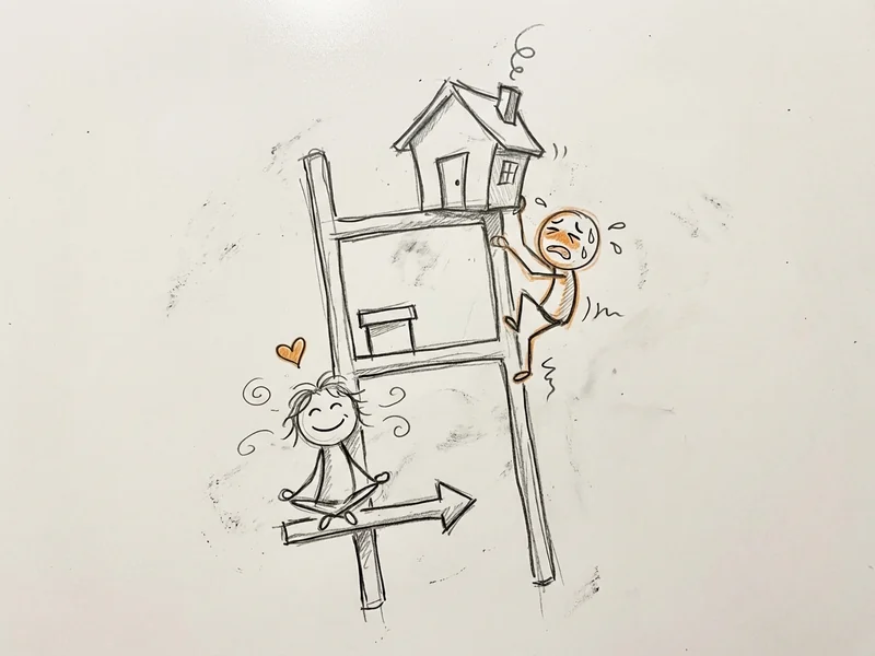 Hand-drawn ladder showing website options from simplest (redirect to GBP) at the bottom to full custom website at the top, with price ranges at each level