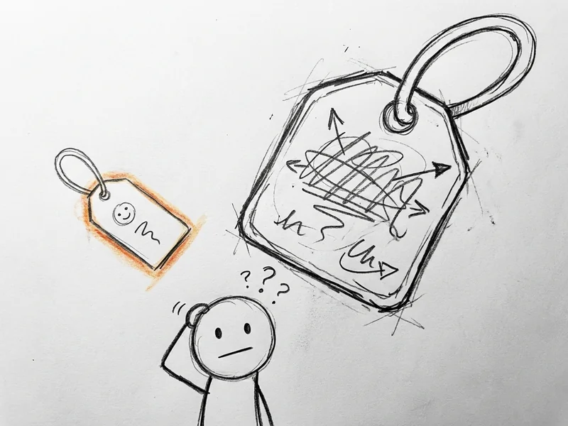 Simple sketch comparing two price tags - one showing $10 for Google, one showing $30 for Microsoft