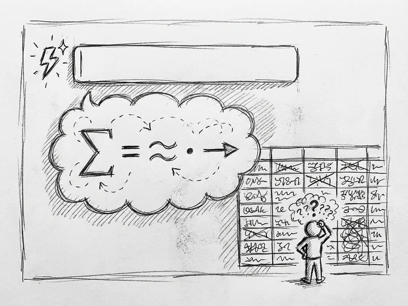 Sketch showing the Formula Assistant interface - a text box where you type what you want, and the formula appears below