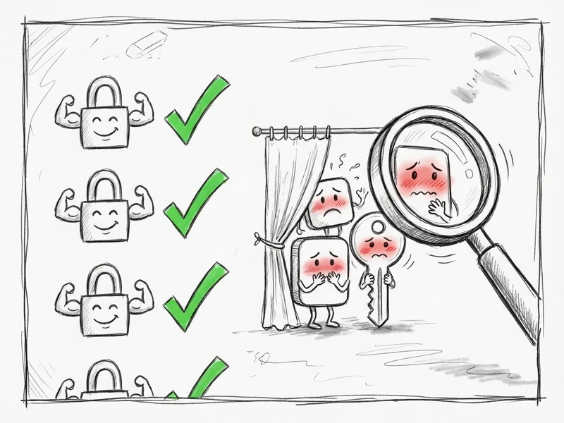 Sketch of a report showing password health scores with some red warning icons for weak or reused passwords