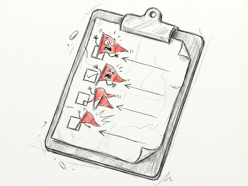 Hand-drawn checklist with red flags to watch for in SEO pitches