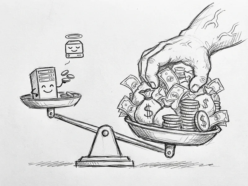 Simple sketch showing real hosting costs: shared hosting $2-10, domain $1-2, SSL free, total $10-40 per month